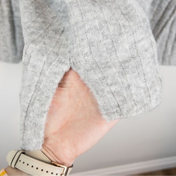 Sweet Romeo Womens Light Grey Ribbed Hooded Sweater Size Small NEW Casual Lounge - Picture 3 of 8